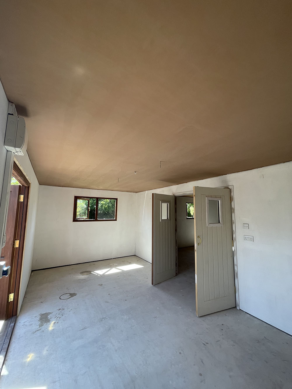 Freshly plastered ceiling